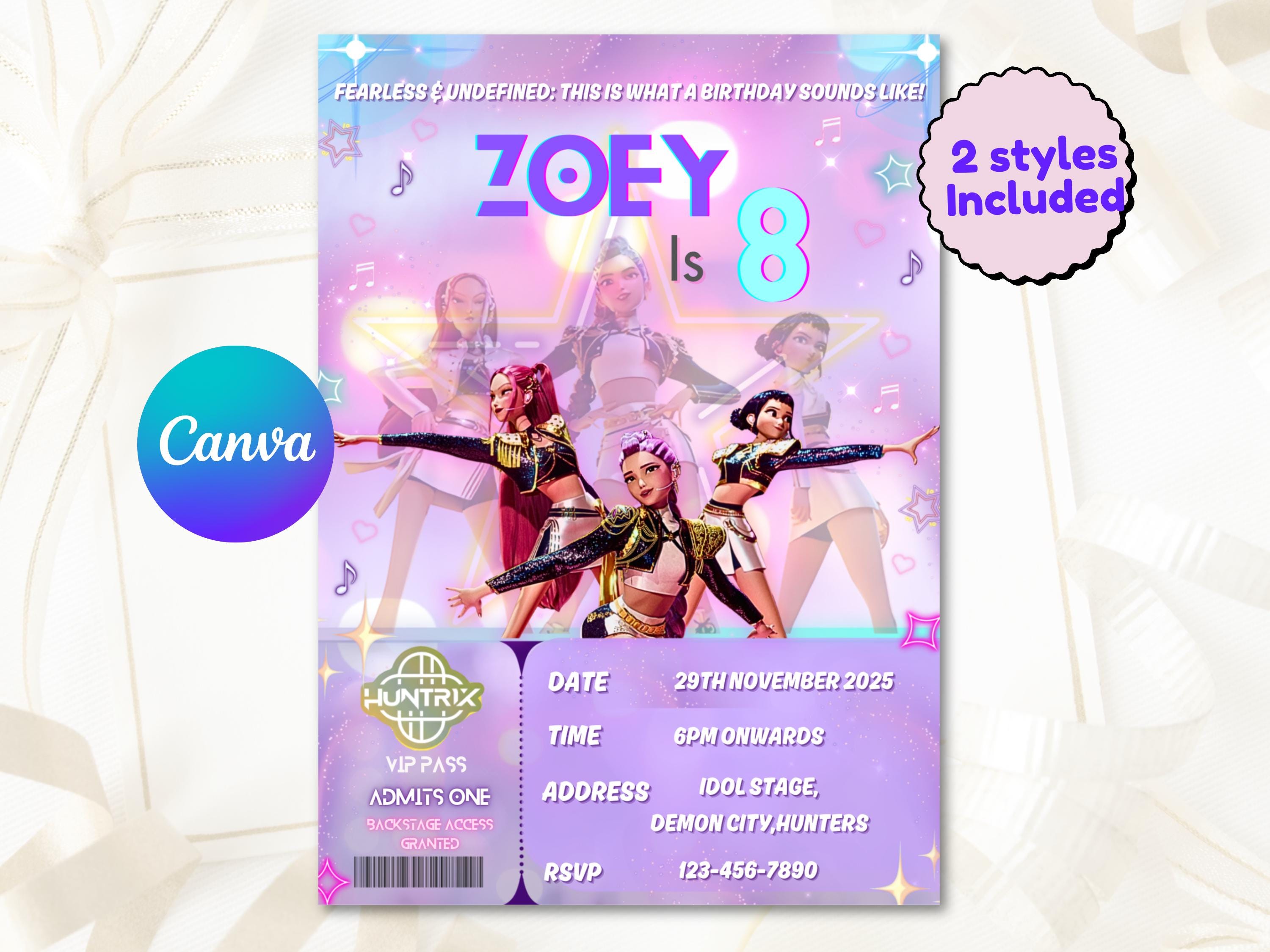 Kpop Demon Hunters VIP Ticket Invitation with 2 styles included