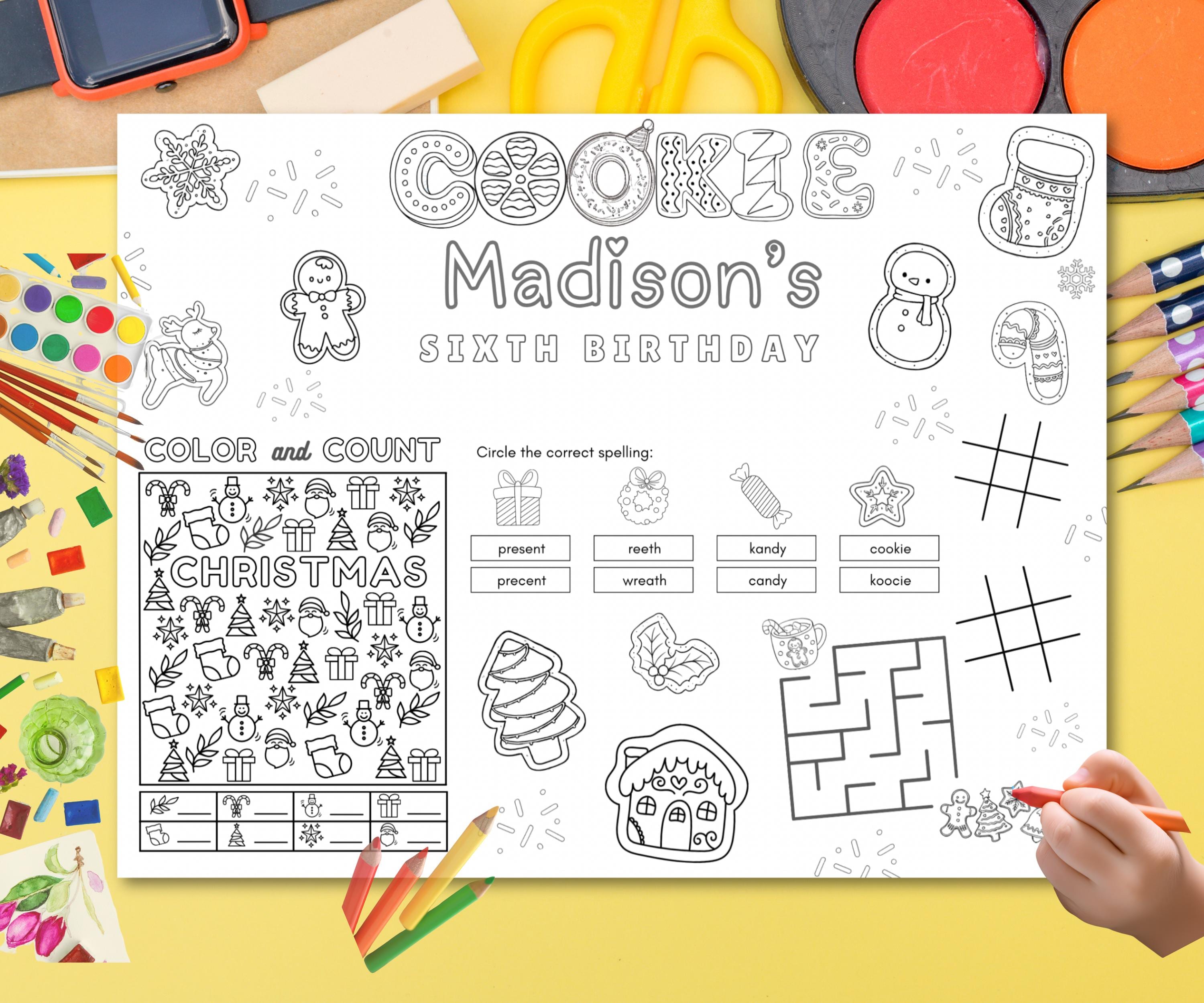 Christmas cookie decorating activity placemat