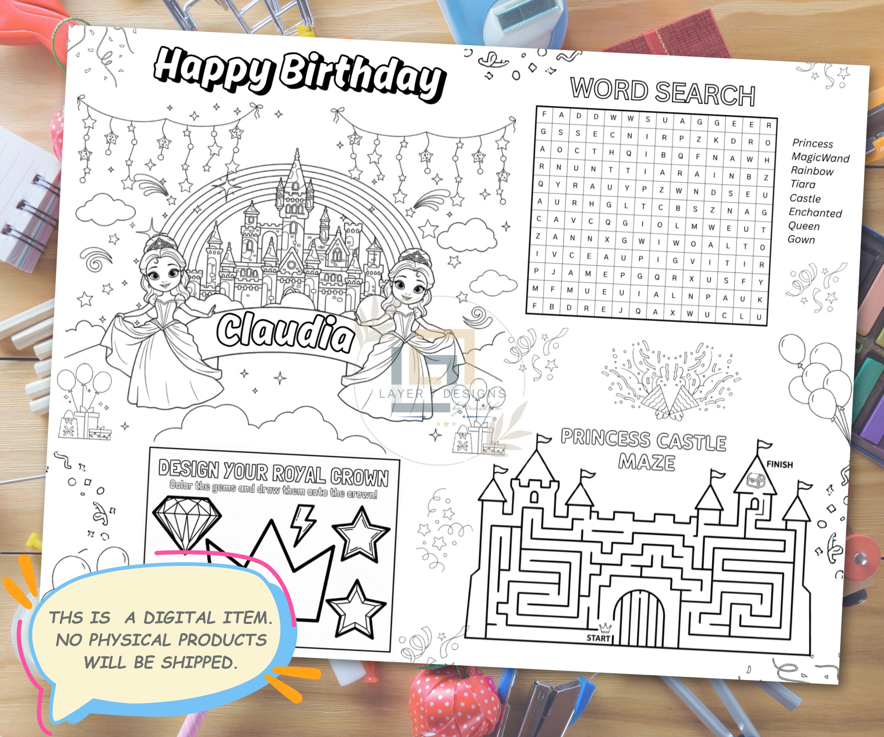 Princess Coloring Book Bundle with 10 fairytale coloring pages fanned out