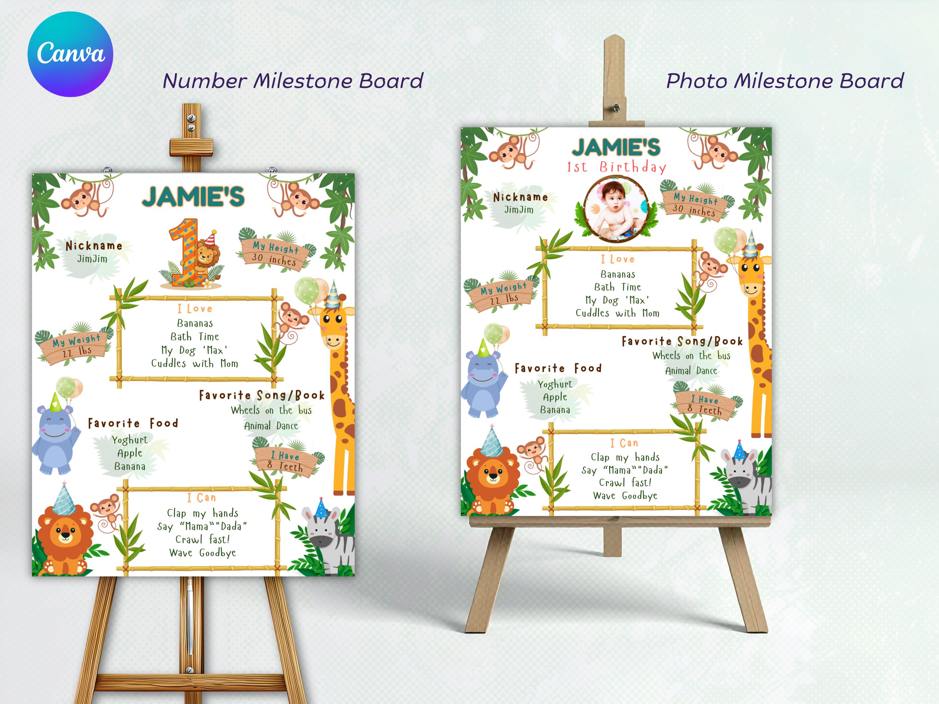 Safari Wild One Milestone Board closeup details