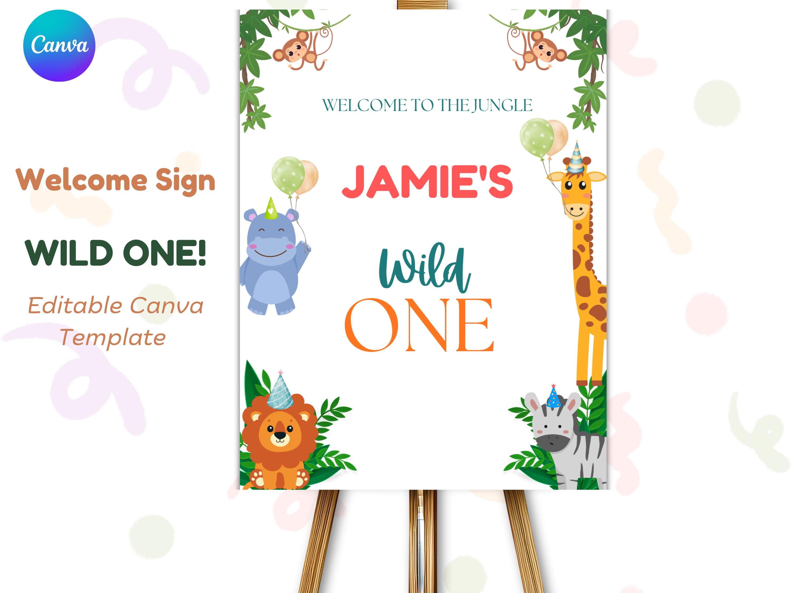 Safari Wild One Welcome Sign at party entrance