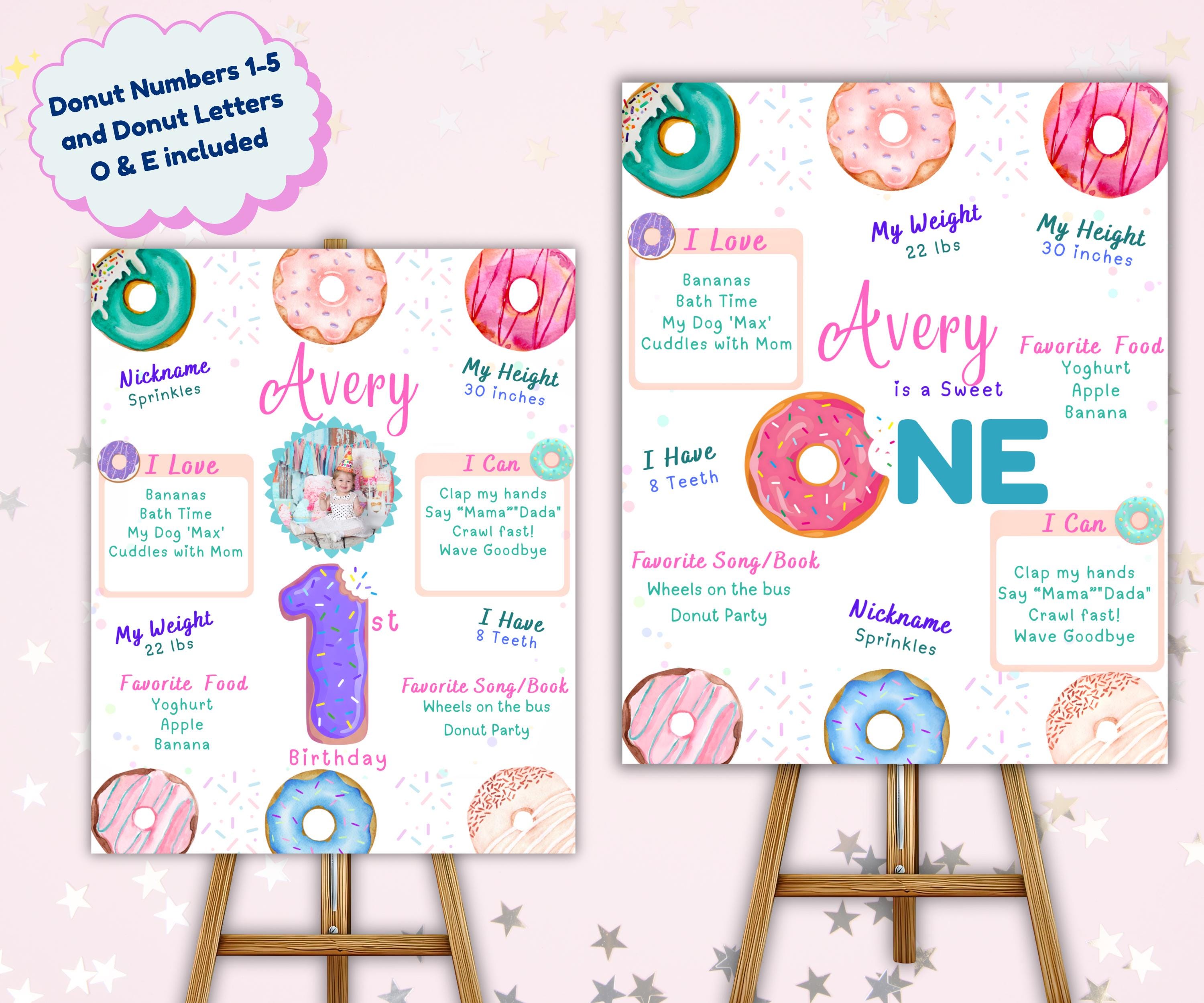 Sweet One Donut Milestone Board closeup details